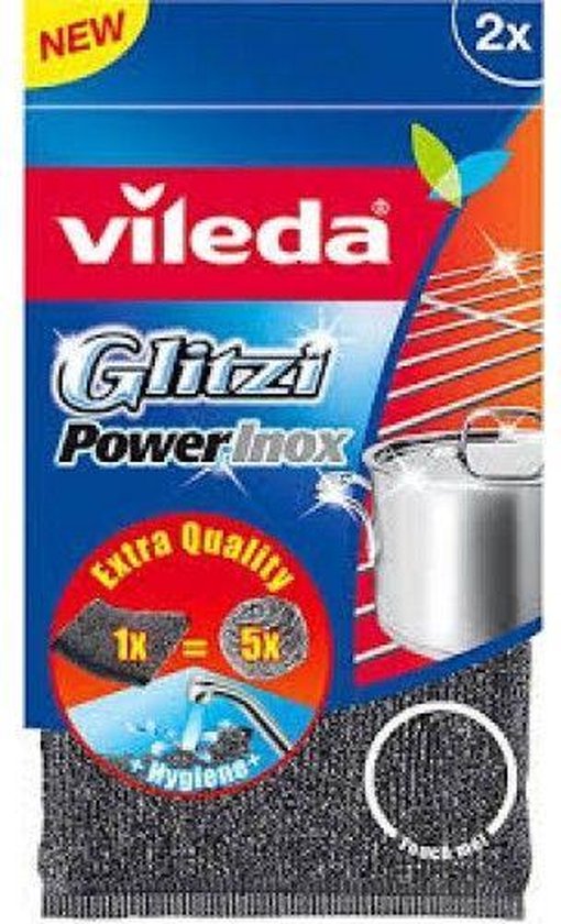 Vileda Glitzi Power Inox schuursponsen – 2 stuks