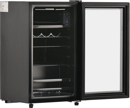 Merax 76L Mini Koelkast - 6L Vriezer en 70L Koelruimte - LED Verlichting - Geluidsarm - Energiezuinig - Verstelbare Planken - Voor 51 Blikjes - Zwart van Merax — afbeelding 5
