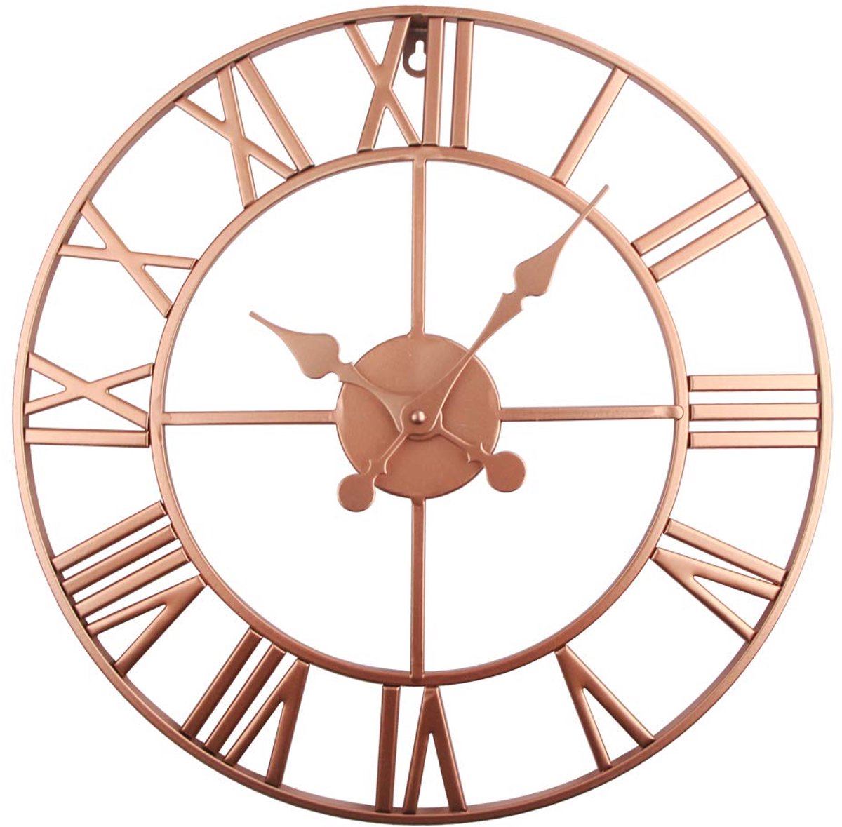 Tijdloze grote metalen wandklok - Vintage Europese industriële stille wandklok met Romeinse cijfers, wandklok voor decoratie Wandklok voor thuis, loft, woonkamer, slaapkamer, café (koper)