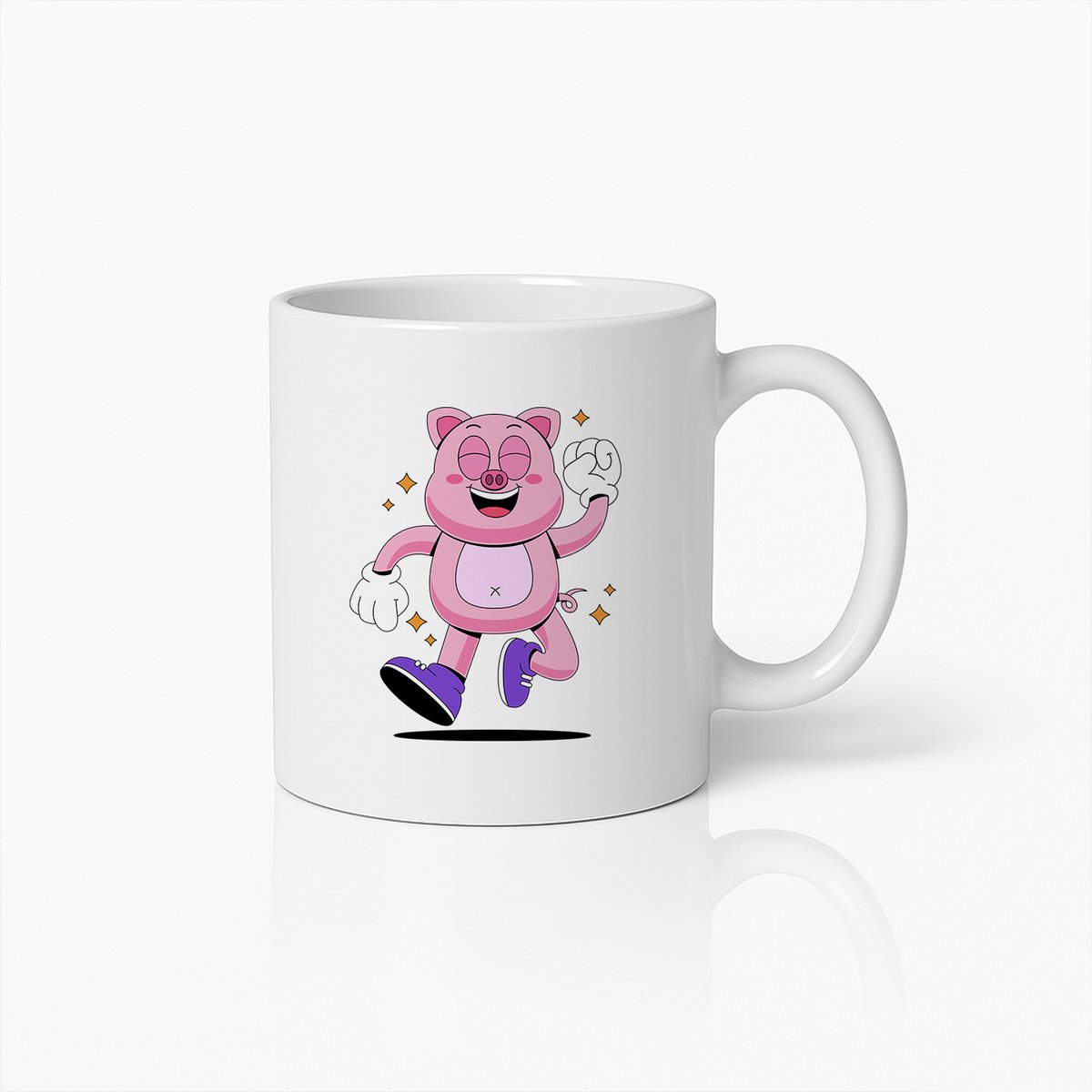 Blije Dansende Roze Beer Mok – Schattige Dieren Koffiebeker Cadeau