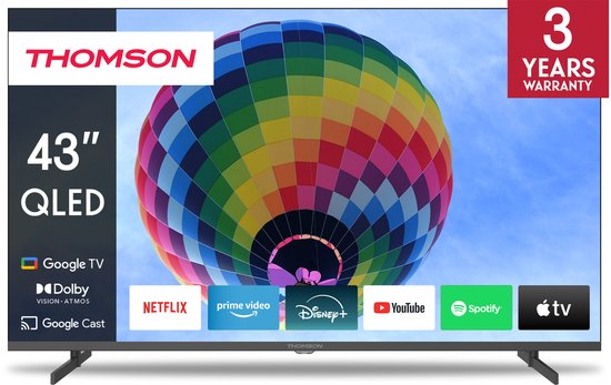 THOMSON 43QG4S14 - QLED-TV 43" (109 cm) - 4K 3840x2160 - HDR 10 - Google TV - 2 x HDMI 2.1 + 2 x HDMI 2.0