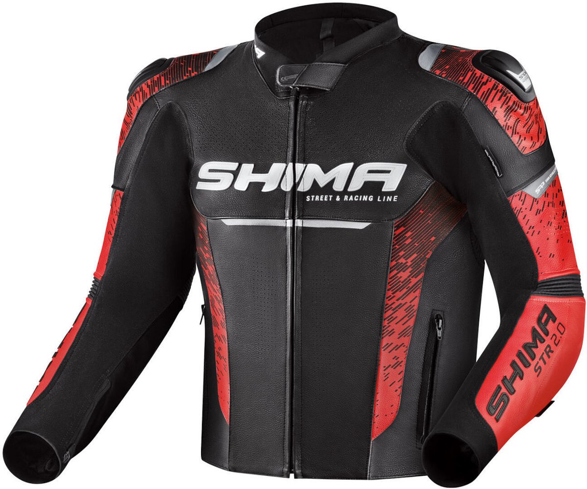 SHIMA STR 2.0 Zwart Rood Leren Motorjas - Jas