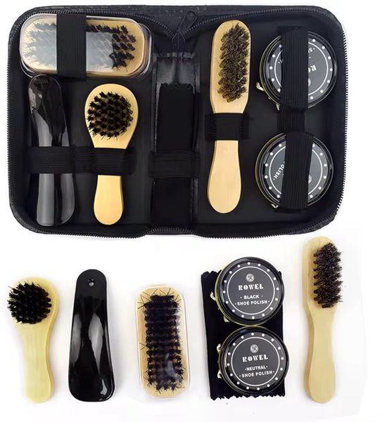 Foto: Schoenpoets set schoensmeer schoenpoets set zwart wit kleurloos met borstel sneaker cleaner schoenverzorging set schoenborstel schoonmaak set