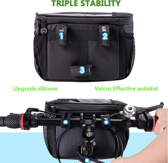 Sacoche de guidon multifonctionnelle pour vélo - Sacoche de guidon étanche de 4 litres
