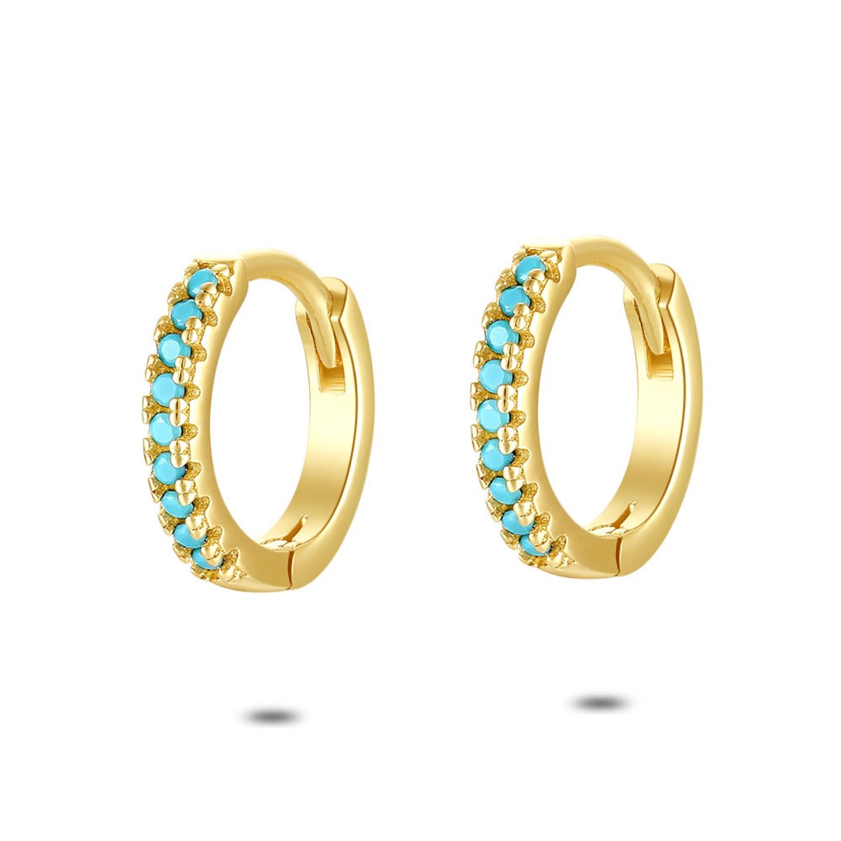 Twice As Nice Oorbellen in 18kt verguld zilver, oorring, turquoise zirkonia