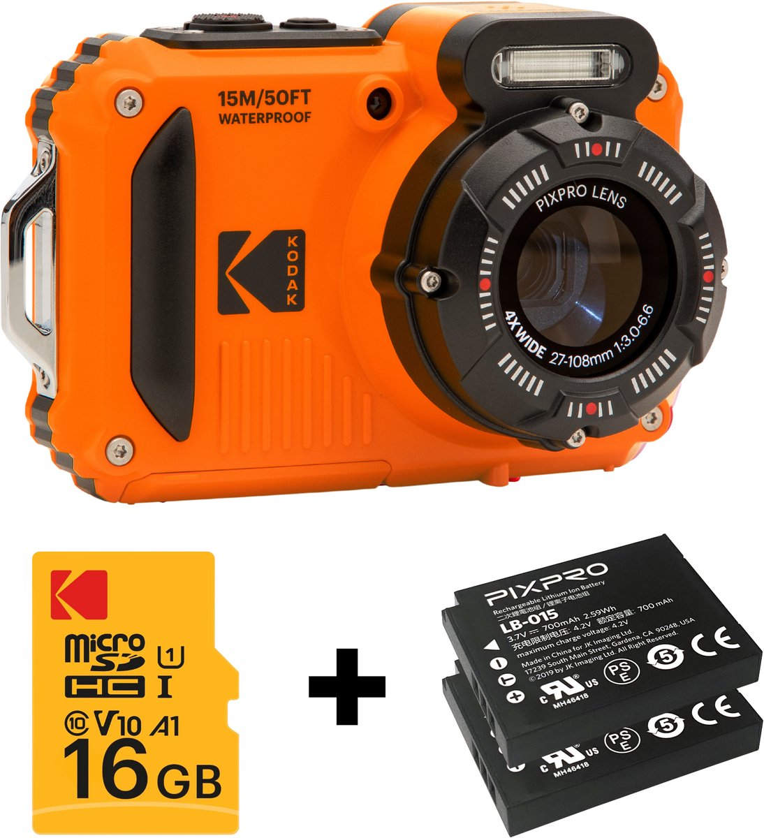 Bol.com KODAK Pixpro Pack WPZ2 + 2 Batteries + 1 carte SD - Compact 16M Pixels, Etanche à 15m, Anti-Choc, Video 720p, Zoom Optiq... aanbieding