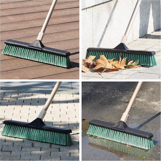 Eyliden Duwbezem, Zware Tuinbezem Voor Vloerreiniging, 45 Cm Stijve Haren En 168 Verstelbare Handgreep Buiten Binnengebruik Tuinborstel Vegen Tuin Straat Thuis Garage 688229018