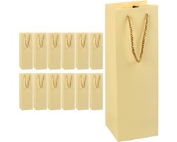 12 stuks wijngeschenkzakjes van kraftpapier met handgrepen voor Kerstmis, feest en verjaardag (champagne)