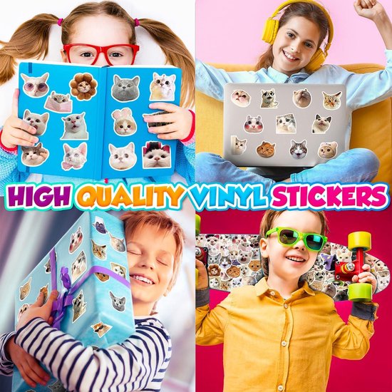Katzen Sticker 100 Stück Lustige Sticker Katze Wasserfeste Cat Stickers Kreatives DIY für Laptop Mobiltelefone Skateboard Gepäck Etc Geeignet für Erwachsene und Kinder