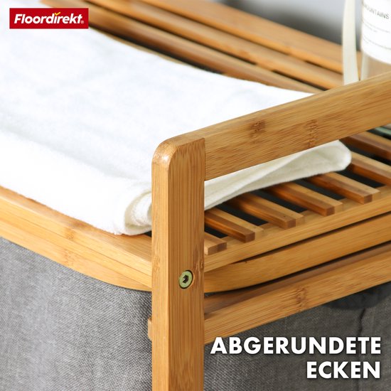 Hzuaneri Wasmand 3 vakken, wasverzamelaar met 1 plank, waszak uittrekbaar en afneembaar, 1 x 67 l, 2 x 32 l voor badkamer, waskeuken, wit LB08703W