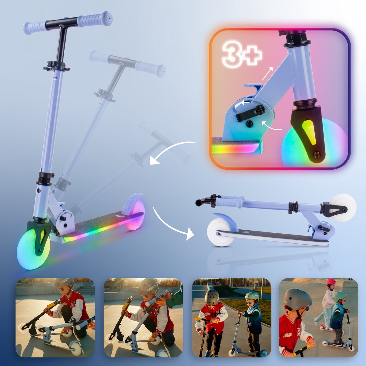 LUMI LUMI RIDE Kinderstep 2 wielen - LED verlichting & verstelbare stuur thumbnail 5