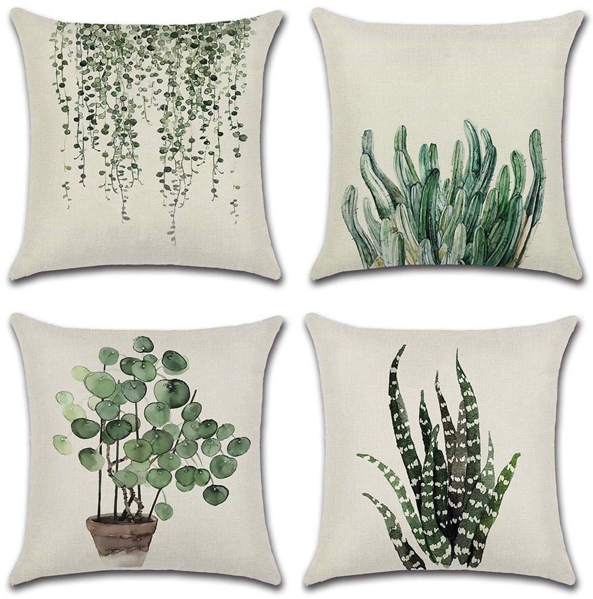 Ibenzoa Decoratieve Kussenslopen Set van 4 met Seizoensgebonden Ontwerpen voor Diverse Ruimtes planten