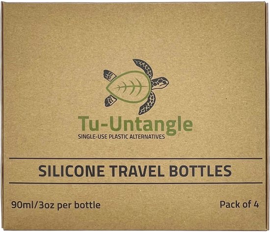 Tu‑Untangle Flacons de Voyage Silicone 90 ml – 8 Pièces (2x4) – Réutilisables & Antifuite – Format Cabine – Écologiques
