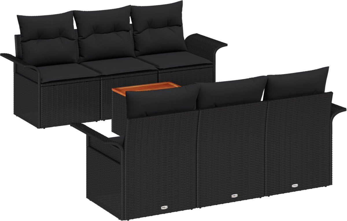 vidaXL - Tuinbank - Set - met - opslag - 7 - pcs - Zwart - poly - rattan