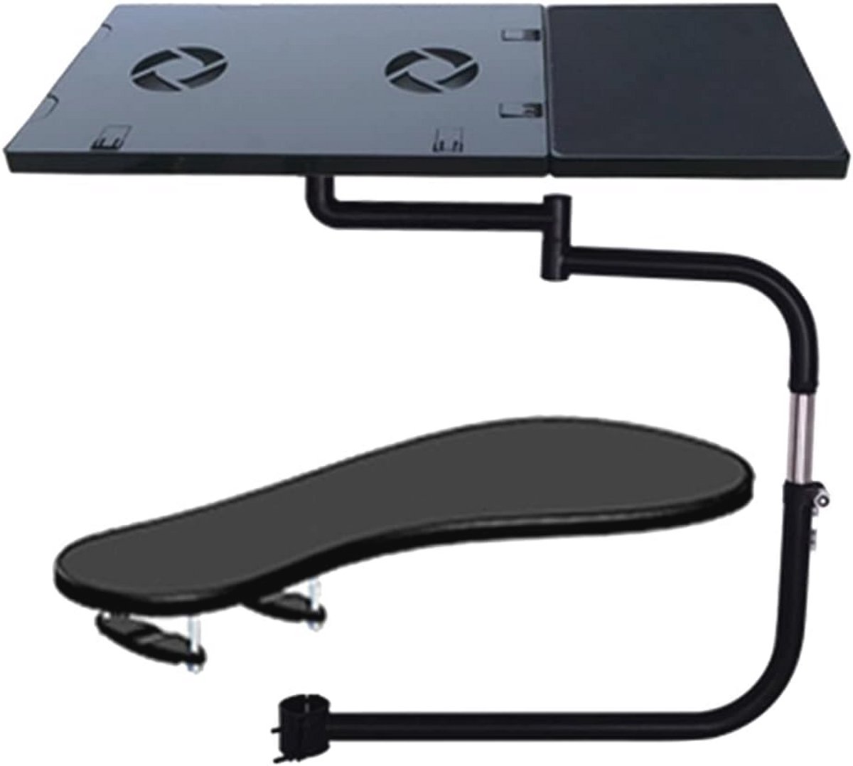 Ergonomische Laptopsteun met Muismat en USB-Ventilator - Verstelbare Hoek en Rotatie voor Comfortabele Werkomgeving