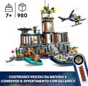 LEGO City Politiegevangeniseiland met gebouw, helikopter, boten, haai, 7+ jaar, 980 onderdelen.