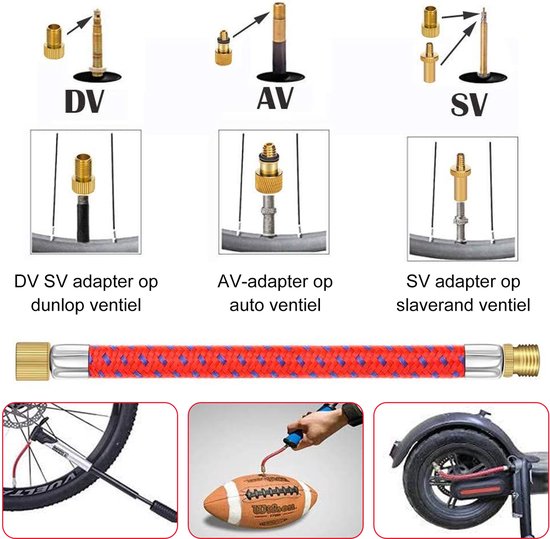 Fiets ventieladapter set - universeel - voor auto, compressor, bal - opblazen - fietsaccessoires - volwassenen - mixkleur - standaardformaat - 21 stuks — afbeelding 4