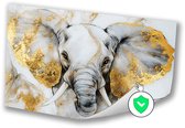 Abstracte olifant met gouden accenten - Olifant poster - Poster dieren - Aquarel - Muurdecoratie landelijk - Kantoor decoratie - poster 90x60 cm