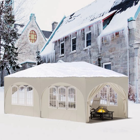 MAYTIIMO Paviljoen, 3 x 3 m, waterdicht, stabiel, winterbestendig, pop-up vouwpaviljoen met 4 zijdelen en ramen, opvouwbaar tuinpaviljoen, uv-bescherming, tuintent, partytent voor outdoor, tuin