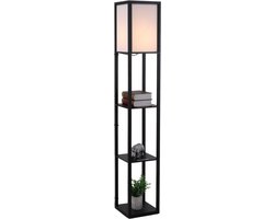 Vloerlamp - Staande lamp - Stalamp - Met opbergruimte - Vloerlamp woonkamer - Staande lampen woonkamer - Vloerlampen Woonkamer - 26L x 26B x 160H cm - Zwart