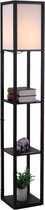 Vloerlamp - Staande lamp - Stalamp - Met opbergruimte - Vloerlamp woonkamer - Staande lampen woonkamer - Vloerlampen Woonkamer - 26L x 26B x 160H cm - Zwart