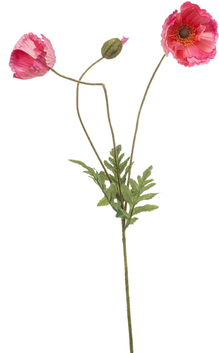 Emerald - Kunstbloem Klaproos roze 75cm - Kunstplant voor binnen
