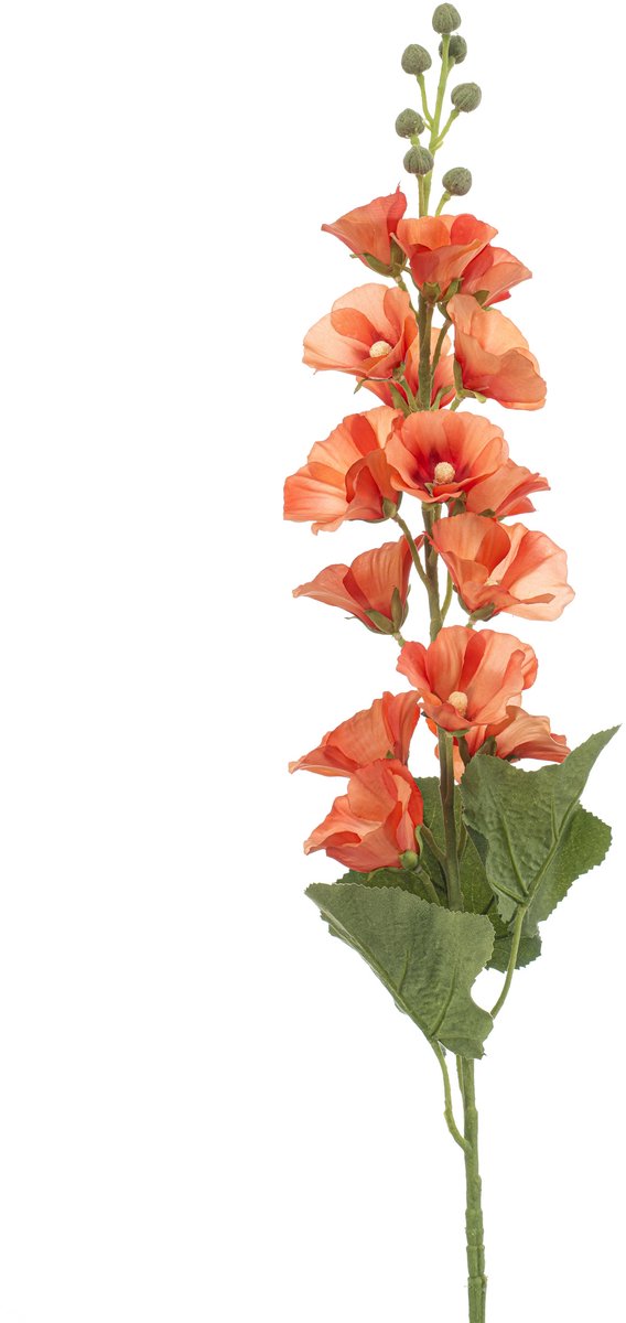 Emerald Kunstbloem Alcea oranje 105cm - Kunstplant voor binnen