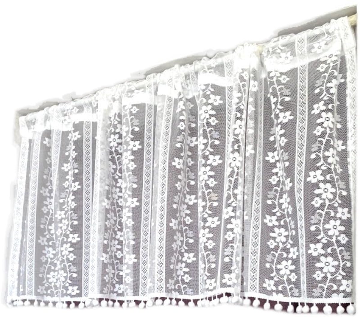 Ibenzoa® Landelijke Katoenen Gordijnen met Gehaakte Boordstof - 150 x 20 cm