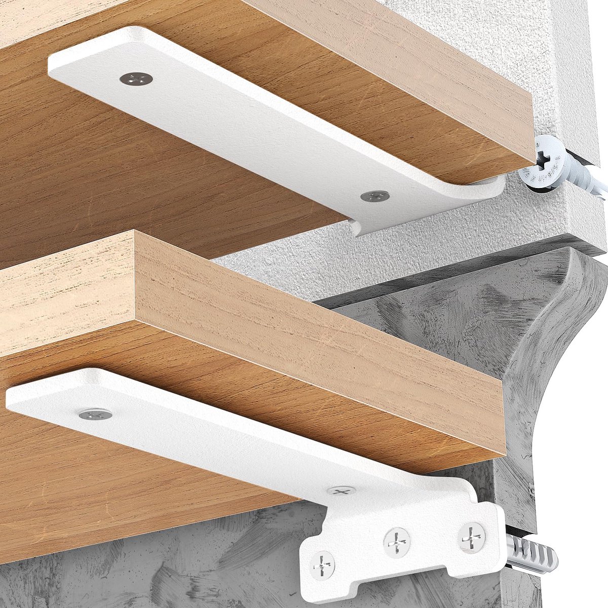 Ibenzoa® Drie Stuks Metalen Plankdragers met Schroeven, 70 kg Draagkracht, Wit – Stabiele Wandoplossing voor Diverse Toepassingen