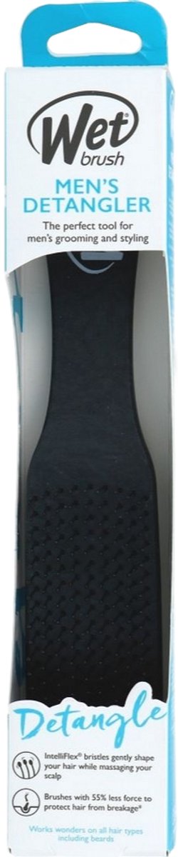 WetBrush Men's Detangler - Haarborstel - Zwart - Ontwart Nat En Droog Haar Zonder Trekken Of Haarbreuk - Voor Dikker, Grover En Krullend Mannenhaar - Geschikt Voor Hoofdhuid En Baard - Met IntelliFlex® Borstelharen - Comfortabel & Ergonomisch Design