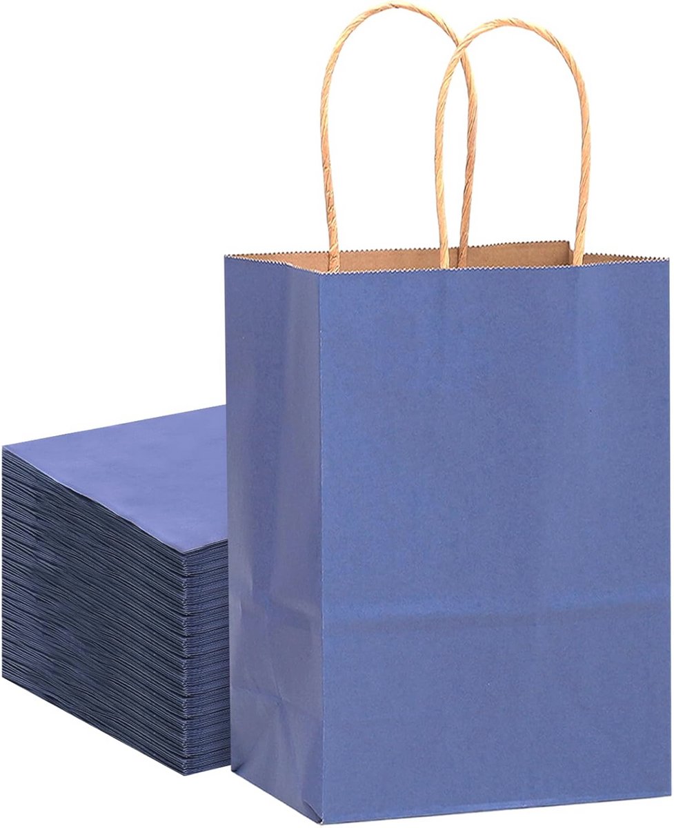 32 Stuks Diepblauwe Krafttassen met Handgrepen - Klein Formaat 21 x 15 x 8 cm