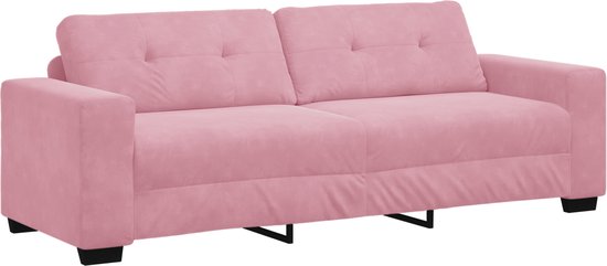 vidaXL - Canapé 3 places - Rose - 180 cm - Velours