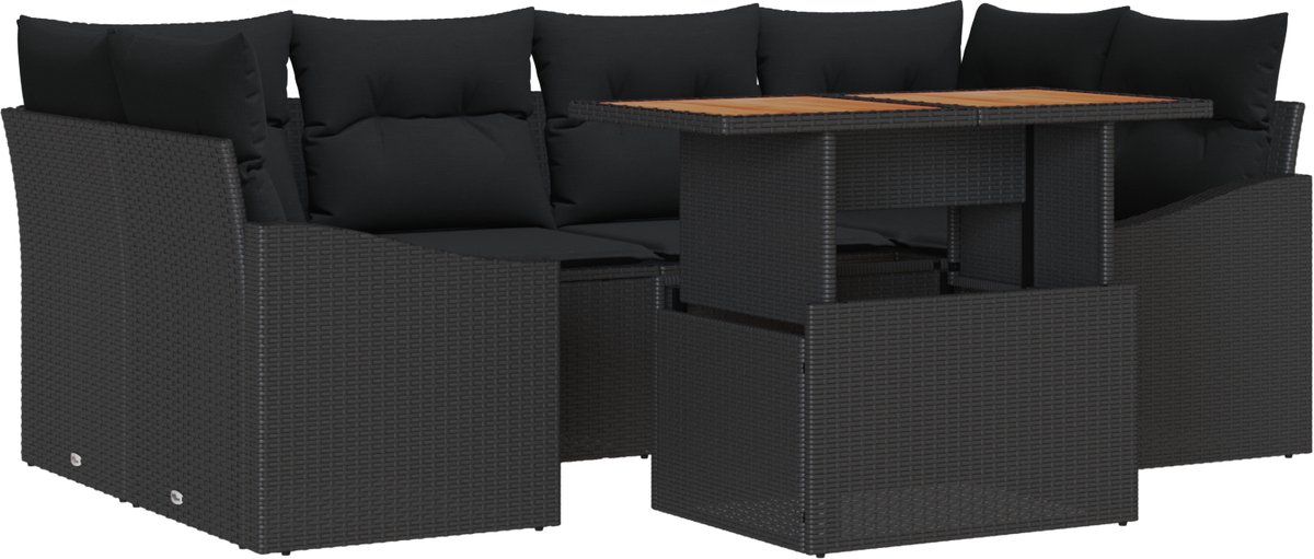 vidaXL - Tuinbank - Set - 7 - st - Zwart - en - Bruin