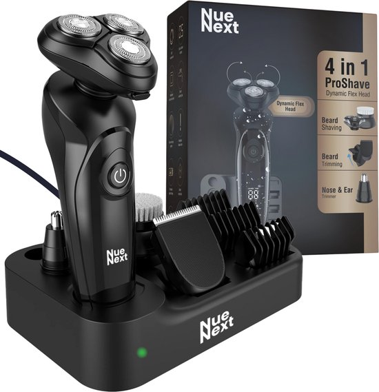 NueNext Elektrisch Scheerapparaat Mannen met Trimmer- 4D Scheermachine Heren - Neustrimmer - Shaver - Baardtrimmer - Nat & Droog - Oplaadstation