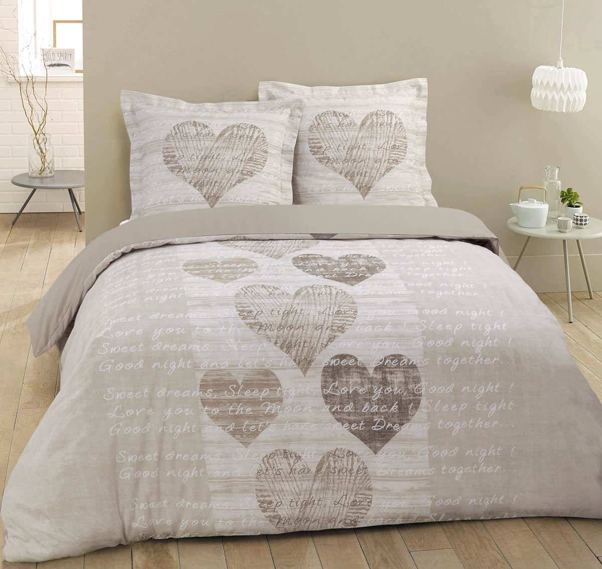 Ibenzoa Zachte en Comfortabele Beddengoedset van 100% Katoen – Beige