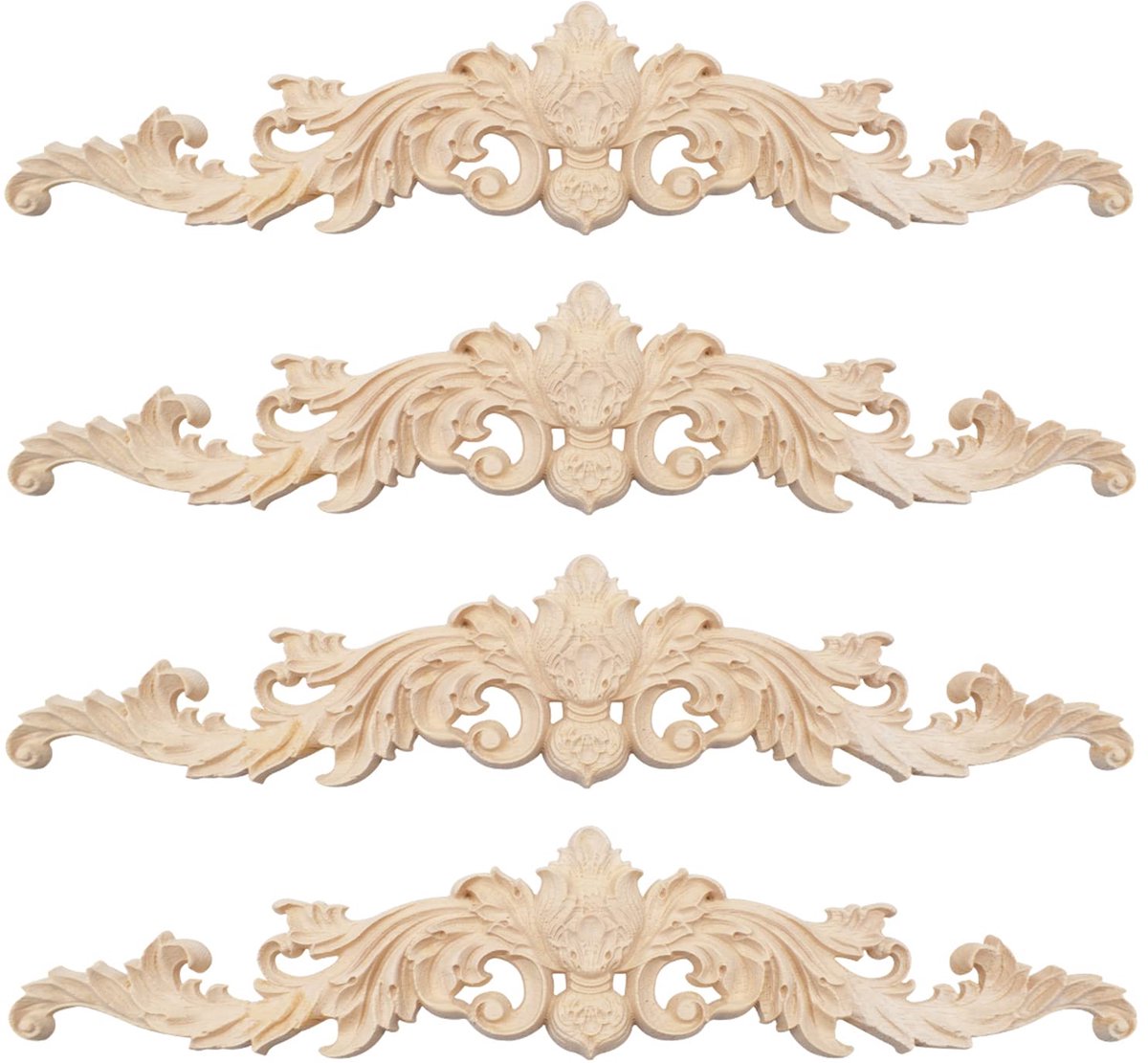 Ibenzoa® Set van Drie Houten Ornamenten met Bloemmotief – Handgesneden Decoratie