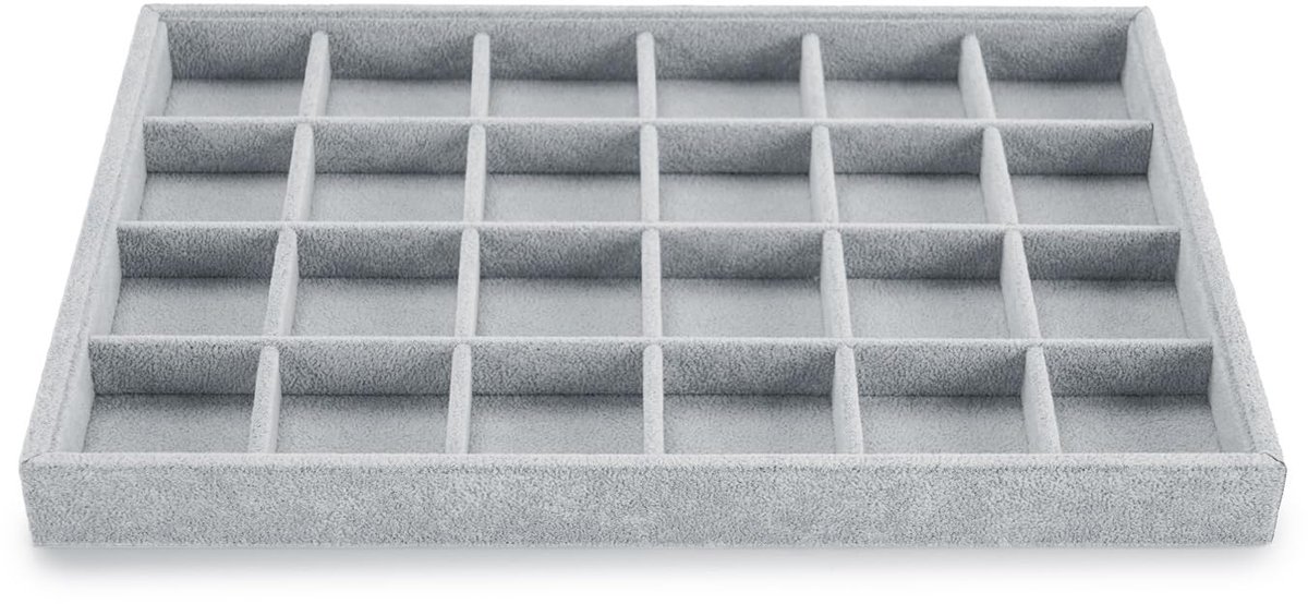 Ibenzoa® Ruimtebesparende Stapelbare Sieradenorganizer met Fluweele Indeling en 24 Vakken