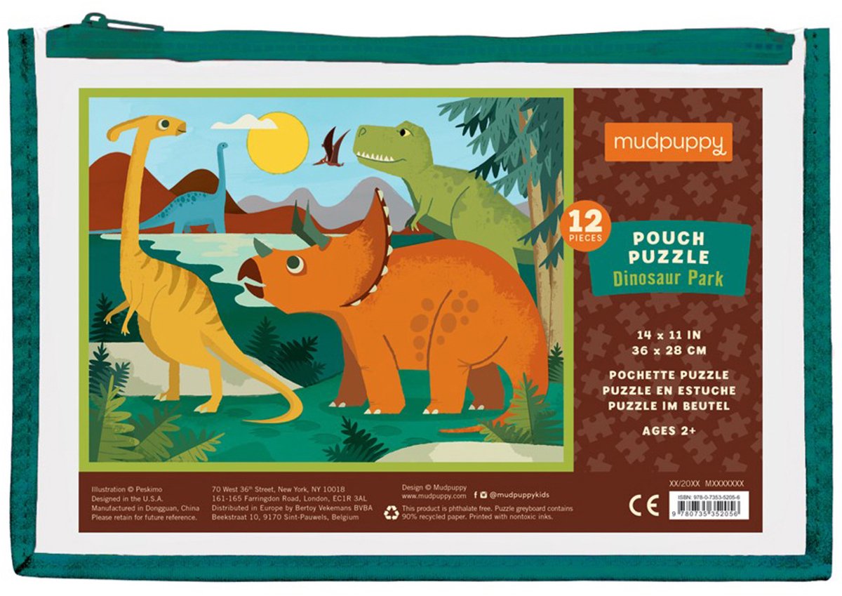 MUDPUPPY Puzzel - Dino Park - 36X28Cm - 12 Stukken - 2 Jaar