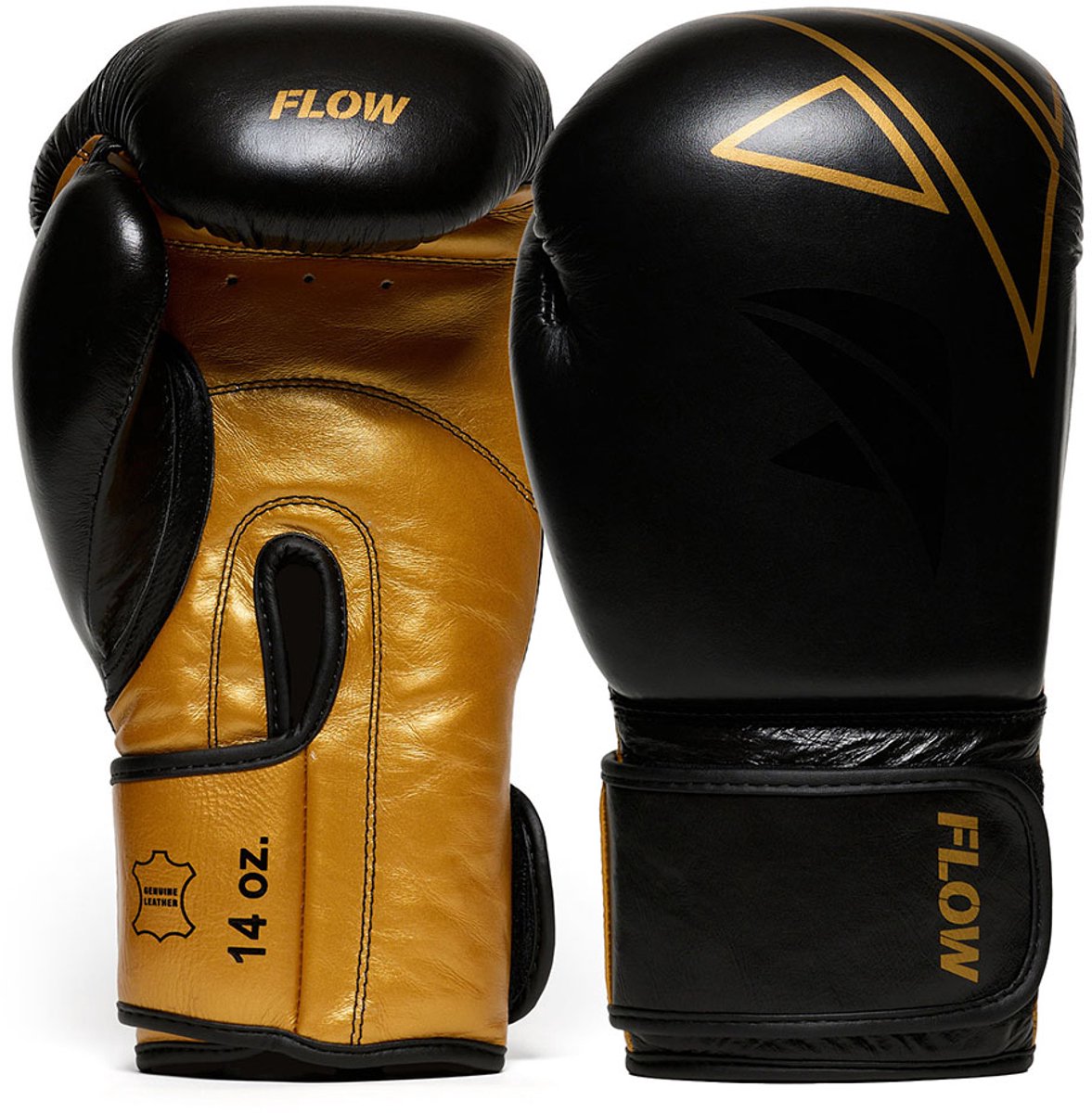 Flow Progress Bokshandschoenen - Zwart/Goud runderleer 16 oz