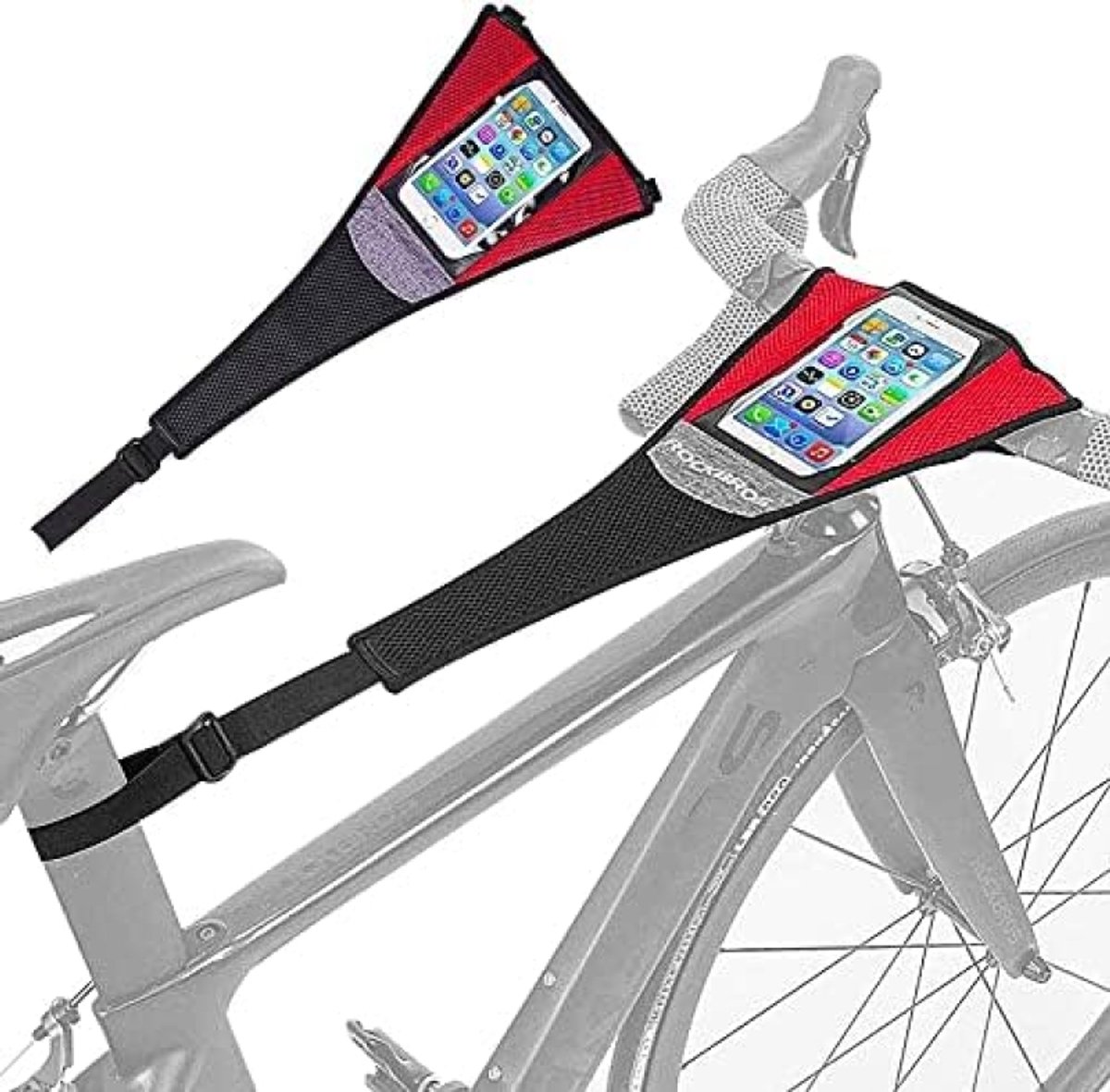 PolkaHome Zweetafdekking voor Fietstraining, Zweetband voor Racefiets en Mountainbikes, Waterdicht, Elastisch, Zweetabsorberend met Handig Telefoontasje voor Binnenshuis Gebruik