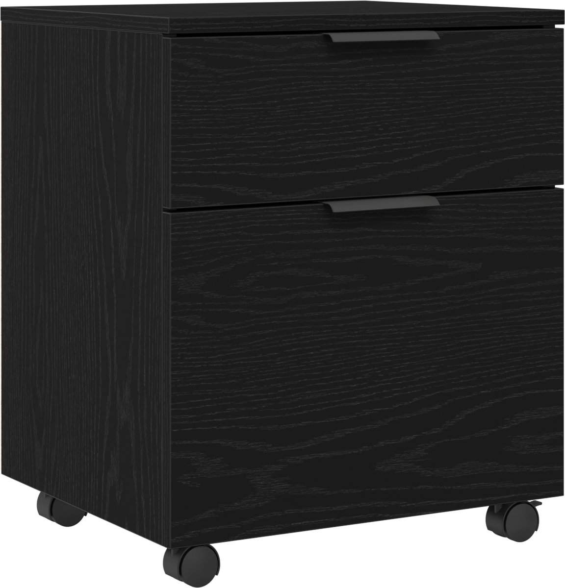 vidaXL Bestandkast - met - lade - Zwart - Eiken - 45 - x - 38 - x - 54 - cm - Bewerkt - hout Zwart eiken