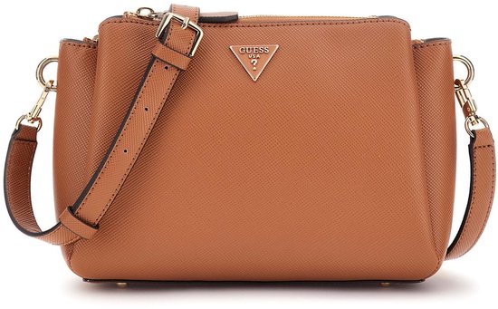 GUESS Sac à épaule bandoulière Noelle II Tri Comp Crossbody Bag Light Cognac Brun