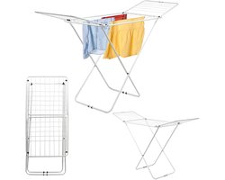 KADAX Droogrek met vleugels, drooglengte 18 m/23 m, luchtstroomdroogrek van gepoedercoat staal, inklapbaar droogrek (wit/2-vleugels)