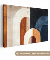 Canvas schilderij 150x100 cm - Exclusieve wanddecoratie Abstract - Vormen - Donkerblauw - Muurdecoratie woonkamer - Slaapkamer decoratie - Kamer accessoires - Schilderijen op canvas