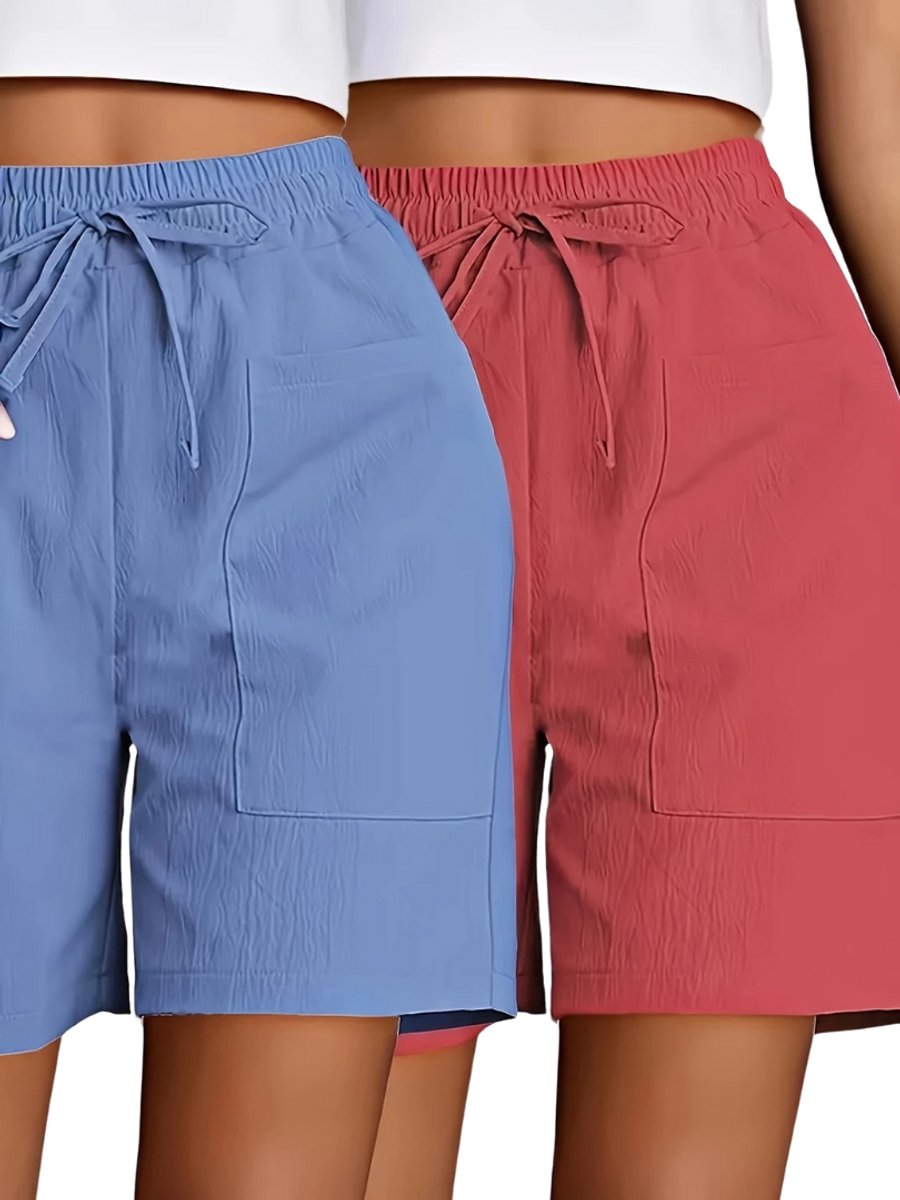 Livano Korte Broek Dames Spijkerbroek met Zakken Volwassenen Jongens Shorts 2 Pcs + Oranje