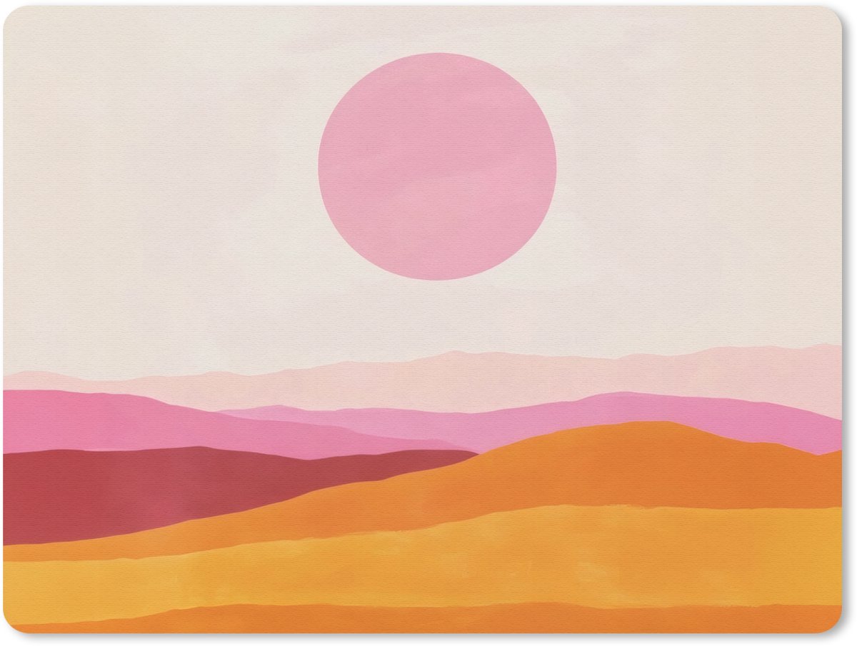 Muismat 23x19 cm - Mousepad Heuvels - Oranje - Zon - Abstract - Muismatten