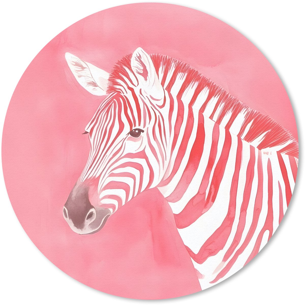 Muismat rond 20x20 cm - Mousepad Zebra - Pink - Verf - Ronde muismatten