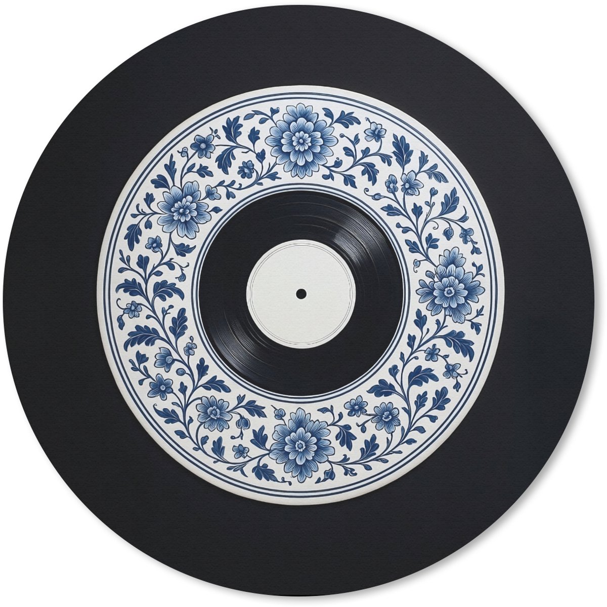 Muismat rond 30x30 cm - Mousepad Vinyl - LP - Delfts Blauw - Muziek - Ronde muismatten