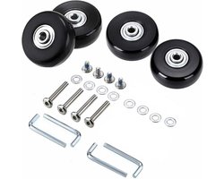 4 stuks - Kofferwielen Vervanging - voor Bagagewielen Vervanging - Outdoor Skate Vervangingswielen - Rubberen Zwenkwielen - Met Lagers Reparatiesets - Zwart