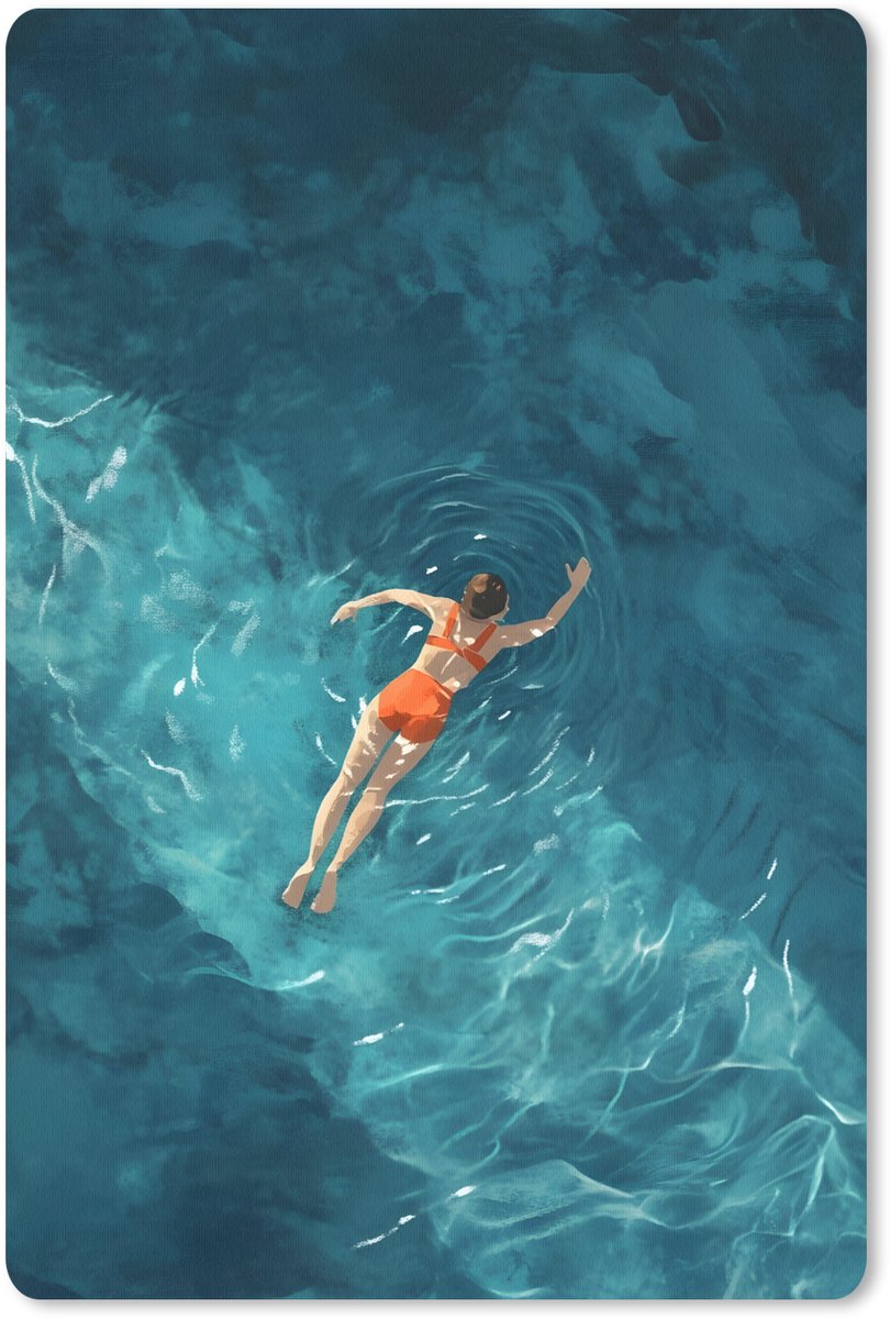 Muismat 18x27 cm - Mousepad Vrouw - Water - Bikini - Oranje - Muismatten